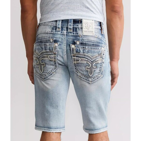 NWOT ROCK REVIVAL MEN'S SHORTS JEAN SHORTS 34 , 36,40  ASHER Stretch - Picture 3 of 14